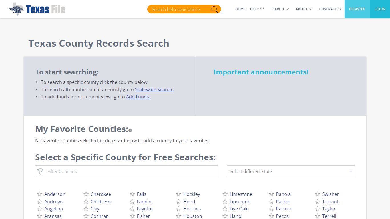 Texas County Clerk Records Search | TexasFile